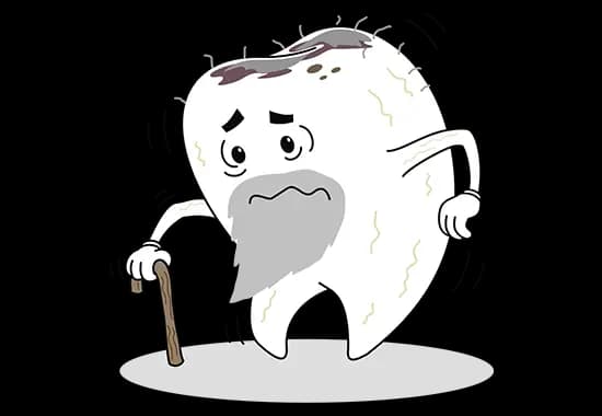Old man toothy walking with a cane.